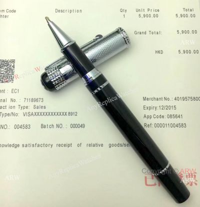 Copy Mont Blanc Writers Edition Black Resin Silver Cap Rollerball Pen New